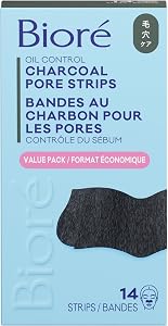 Bioré Deep Cleansing Charcoal Pore Strips Value Pack for Instant Pore Unclogging and Blackhead Removal (14 Count)