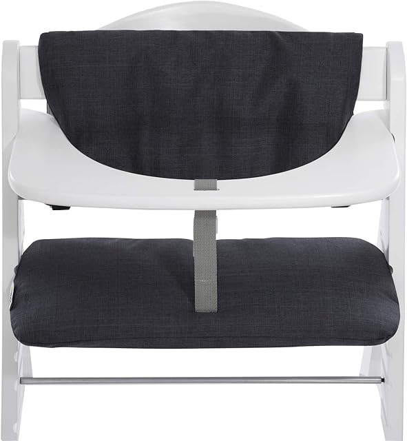Hauck Alpha+ Highchair Pad Deluxe, Melange Charcoal - Highchair Cushion, Soft Fabric, Machine Washable