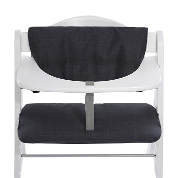 Hauck Alpha Highchair Pad Deluxe, Chair Reducer for Wooden High Chair Hauck Alpha+, Easy to Attach and Clean - Black Grey, 2 x 45 x 24 cm