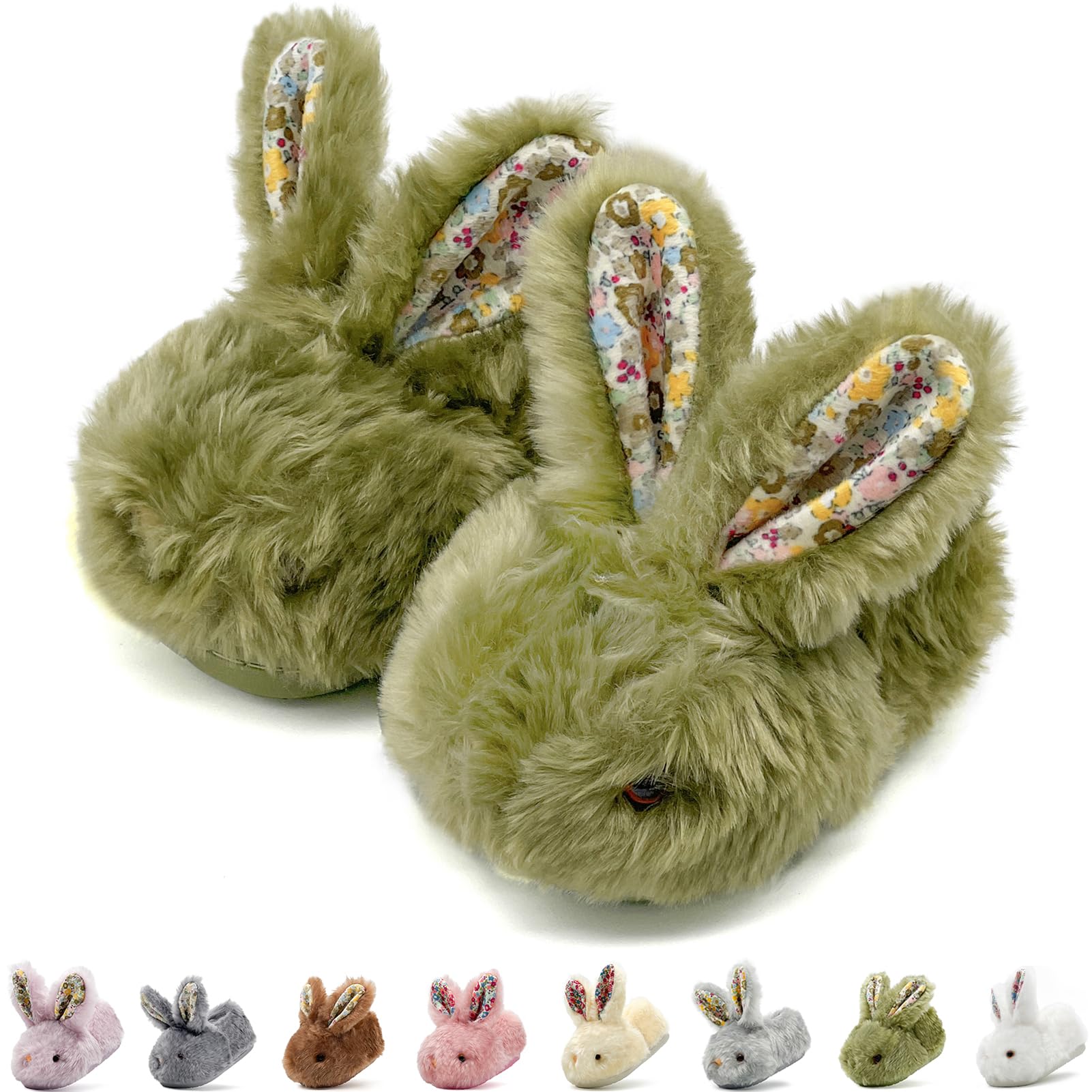 Duovodu Toddler Slippers Girls Boys Kids Bunny House Slipper Winter Cute Rabbit Slippers Warm Soft Plush Fuzzy Slippers Indoor Non-Slip Animal Cartoon