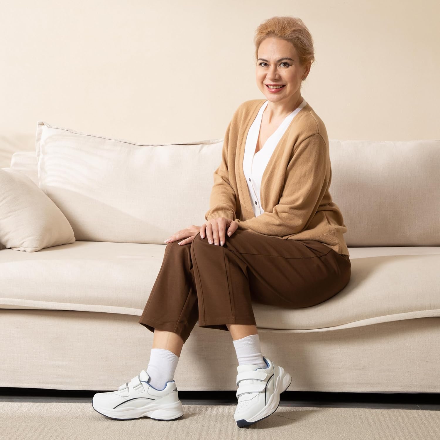 ORTOREX Women Diabetic Leather Shoes Orthopedic Walking Shoes Wide Toe Box Shoes - Image 2