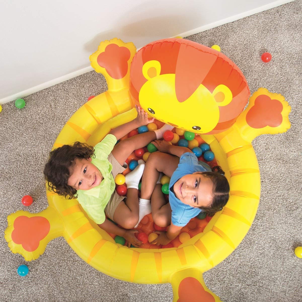 Bestway 52261 - Piscina de Bolas Hinchable Infantil León con 50 Bolas de Colores 111x98x61.5 cm