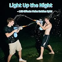 Vista 5 de Pistola de agua con llama LED para niños de 3 años en adelante, rango de 32 pies, tanque a prueba de fugas de 16.9 onzas, modo de alimentación