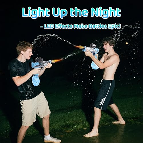 Miniatura 5 de Pistola de agua con llama LED para niños de 3 años en adelante, rango de 32 pies, tanque a prueba de fugas de 16.9 onzas, modo de alimentación