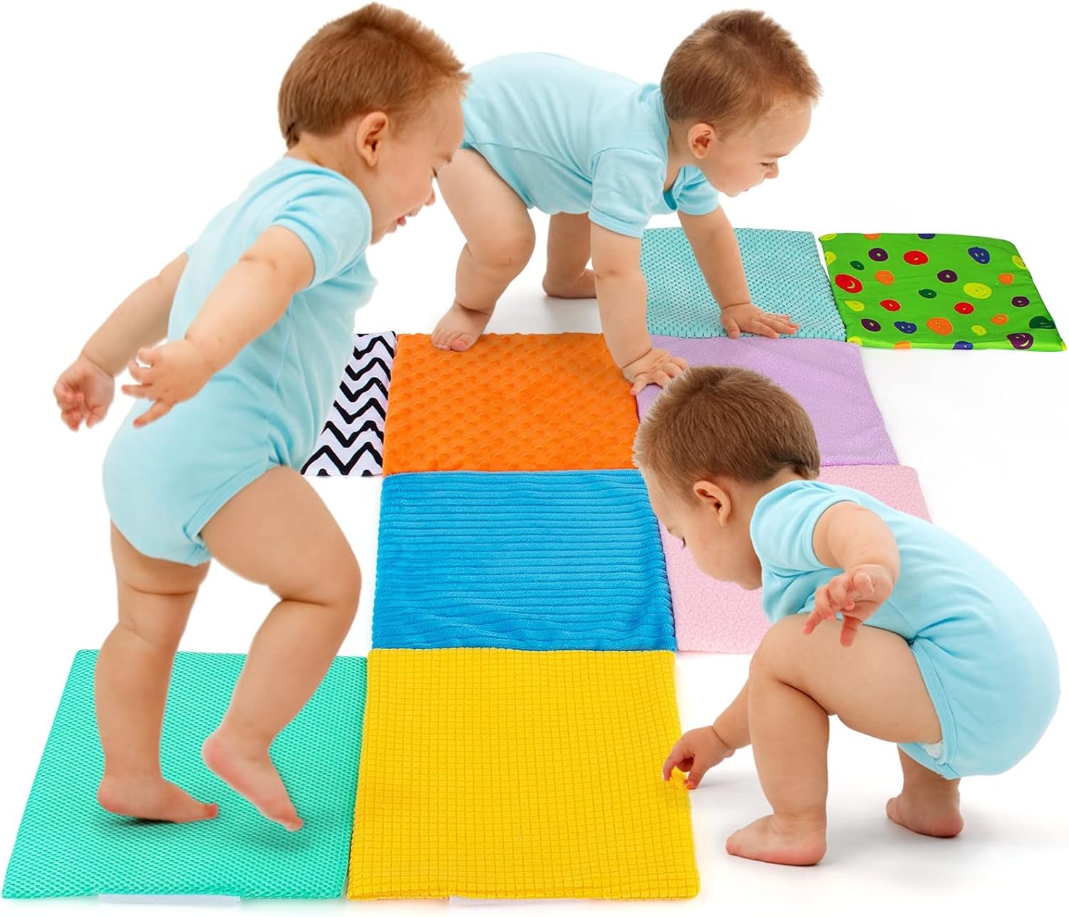 beetoy Sensory Texture Puzzle Mat for Baby, 9 Pcs Sensory