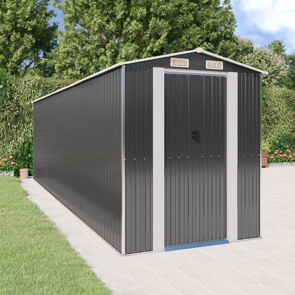 Casetta da giardino Antracite 192 x 689 x 223 cm Metallo zincato, Rifugio per attrezzi capanna da giardino, capannone portaoggetti esterno per prato da patio di cortile