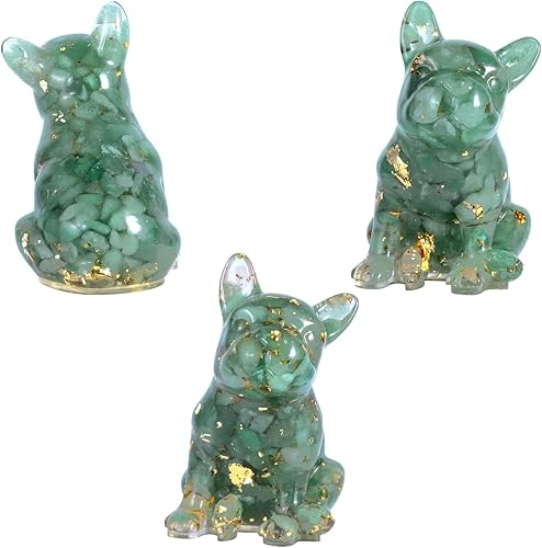 Miniatura 4 de Amogeeli Figura decorativa de bulldog francés de cristal de orgón curativo, estatua de perro de piedra de bolsillo para estantería, escritorio,