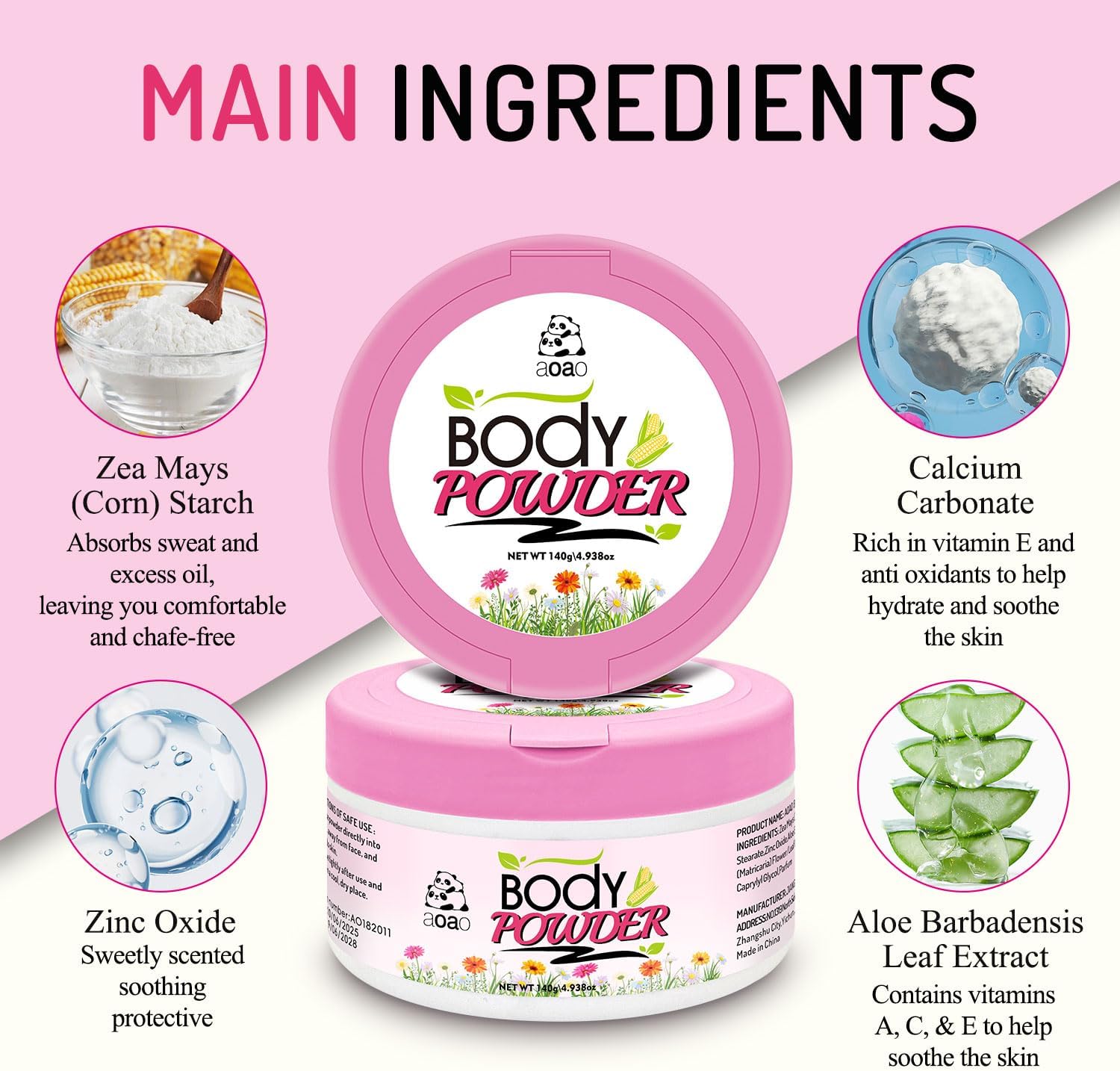 Women's Body Powder with Puff, Talc-Free, Help Reduce Dampness After Shower, Aloe for Sooting, Featherlight, Dusting Powder for Underarm Sweat & Moisture Absorbing, Anti-Chafing Sensitive Skin, 2Pack