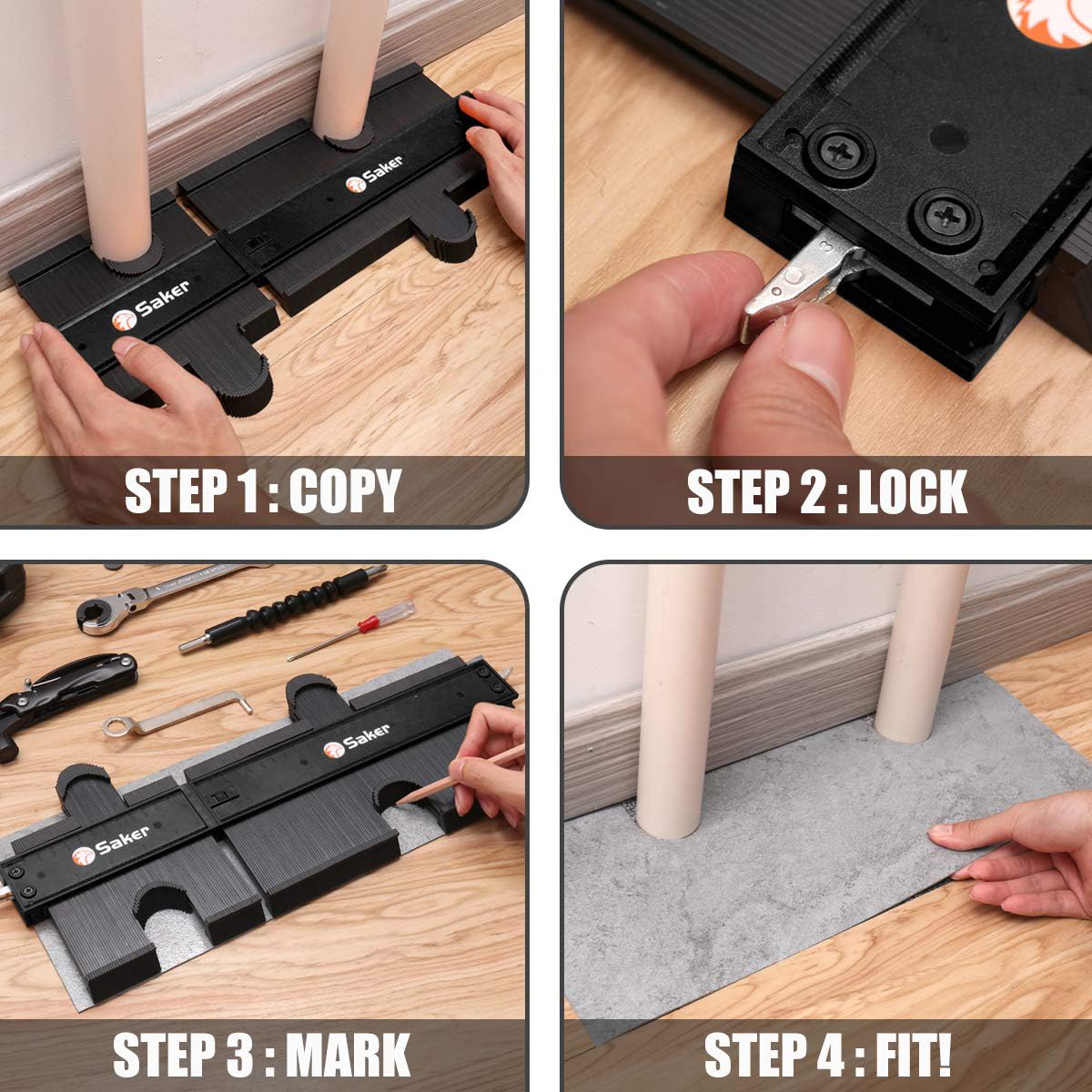 Saker Connection Profile Gauge,Contour Gauge Duplication,Precisely Copy Irregular Shape,Irregular Woodworking Tracing,Must Have Tool for DIY Handyman, Construction (5+10 INCH Connection)