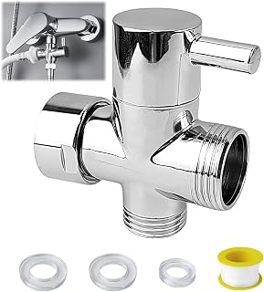 Válvula de 3 Vías G3/4 Pulgadas, Conmutadora de Ducha, Latón Macizo, Piezas de Repuesto para Sistemas de Ducha, Aseos, Baños, Cocinas (Plata)