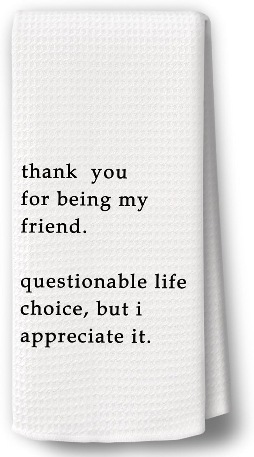 Funny Sarcastic Humorous Kitchen Towels Decor - Funny Dish Towel with Saying Hand Tea Towels, Hostess Friendship Gifts for Christmas Dish Towel Dishcloths Decorations for Kitchen, 16"x24"