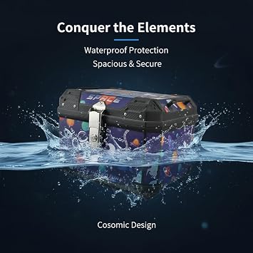 45L Motorbike Tail Box, Waterproof Detachable Motorcycle Top Box with Lock & Back Cushion, Fit for 99% of Motorcycle Frames (Dark Knight, 45L)