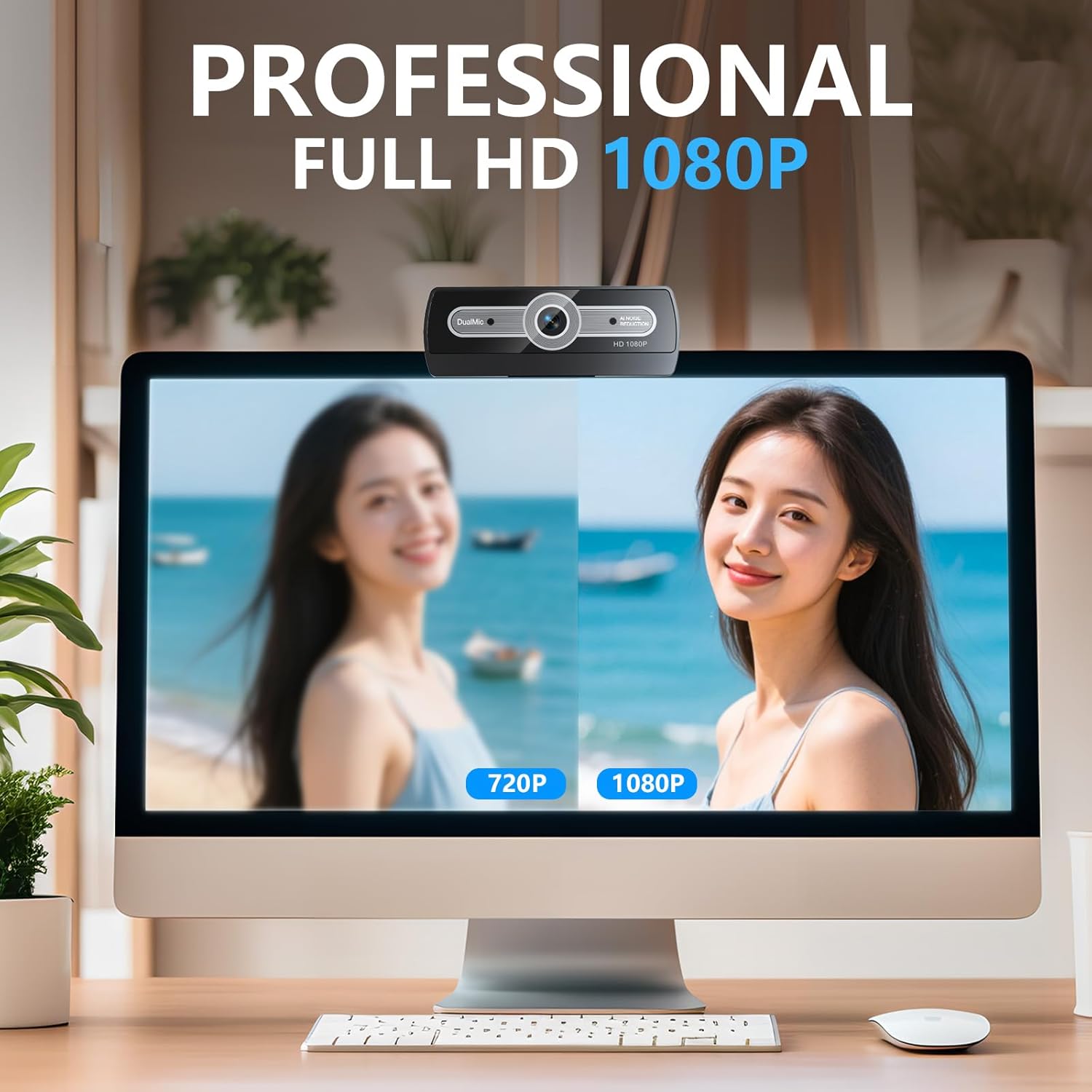 1080p Webcam with Microphone, USB for PC Laptop Desktop Computer, Streaming Camera, Plug & Play, for Meeting/Online Video Calls - Image 2