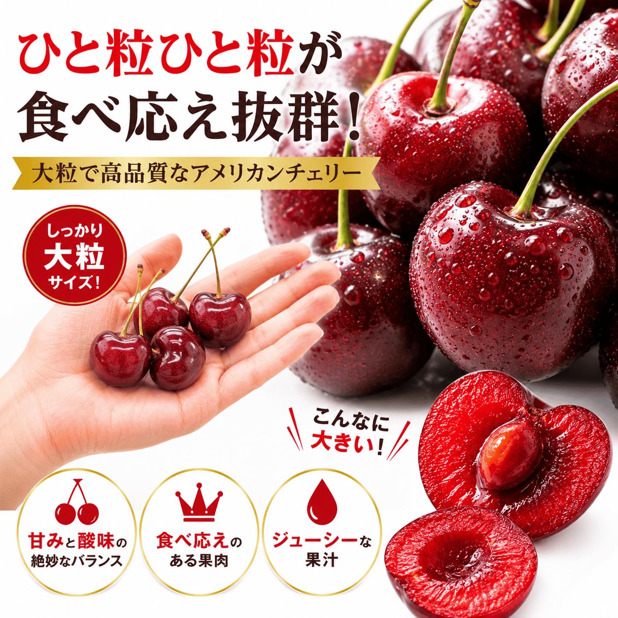 Amazon.co.jp: 【MSKSHOP】大粒 アメリカンチェリー 大玉 さくらんぼ