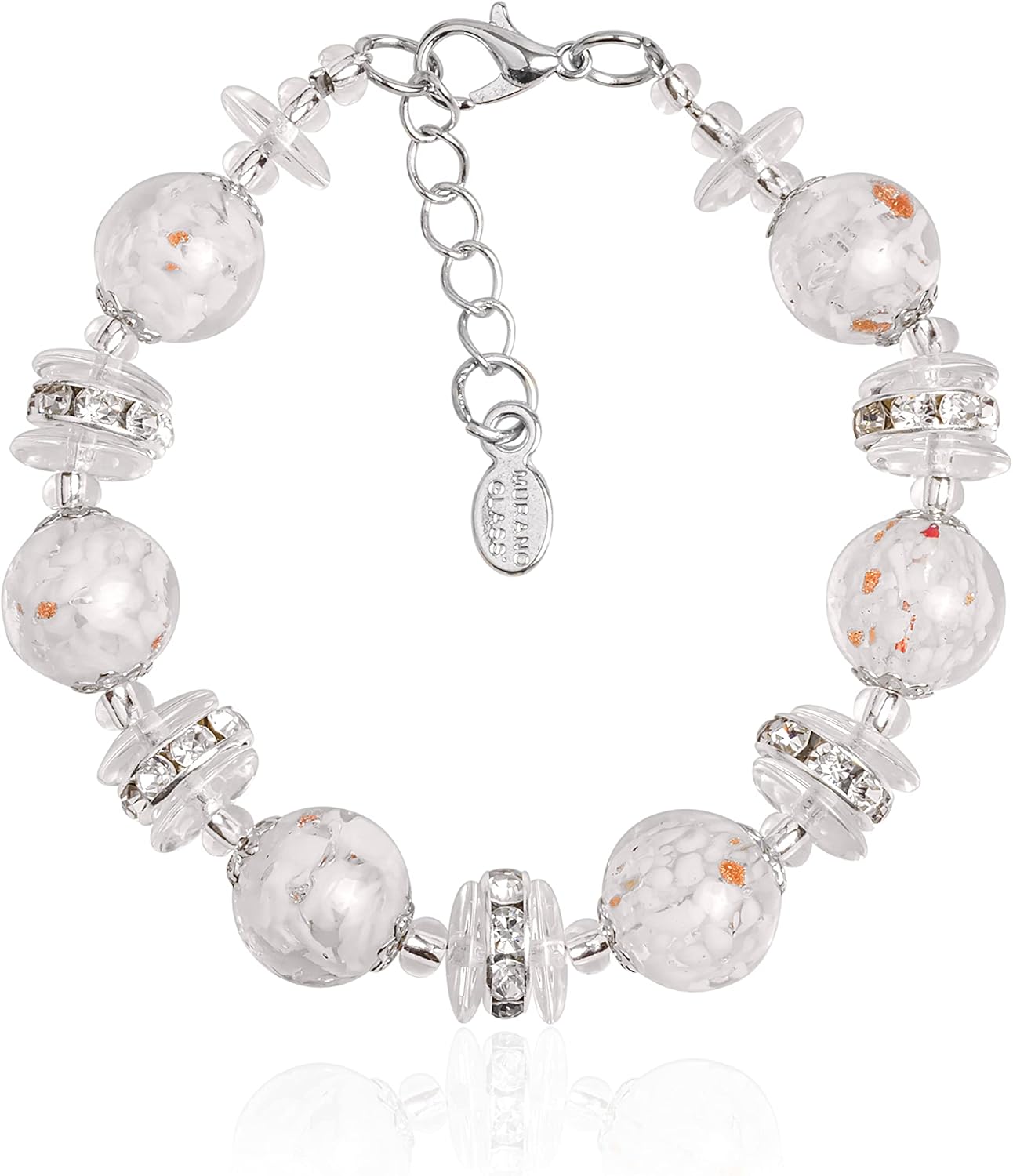 Authentic Murano Glass Bracelet Handmade In Italy Aventurine Glass Beads Hand Blown Glass