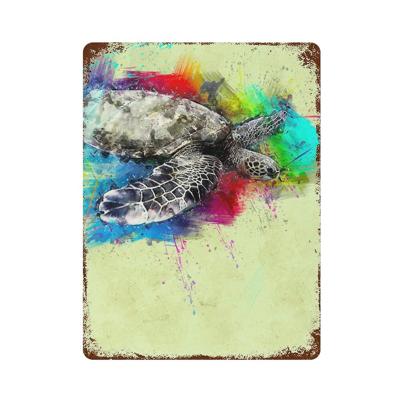 Sea Turtle 137 Rust Effect Tin Sign 15.7"x11.8", Novelty Wall Decor for Garage, Pub Or Kitchen