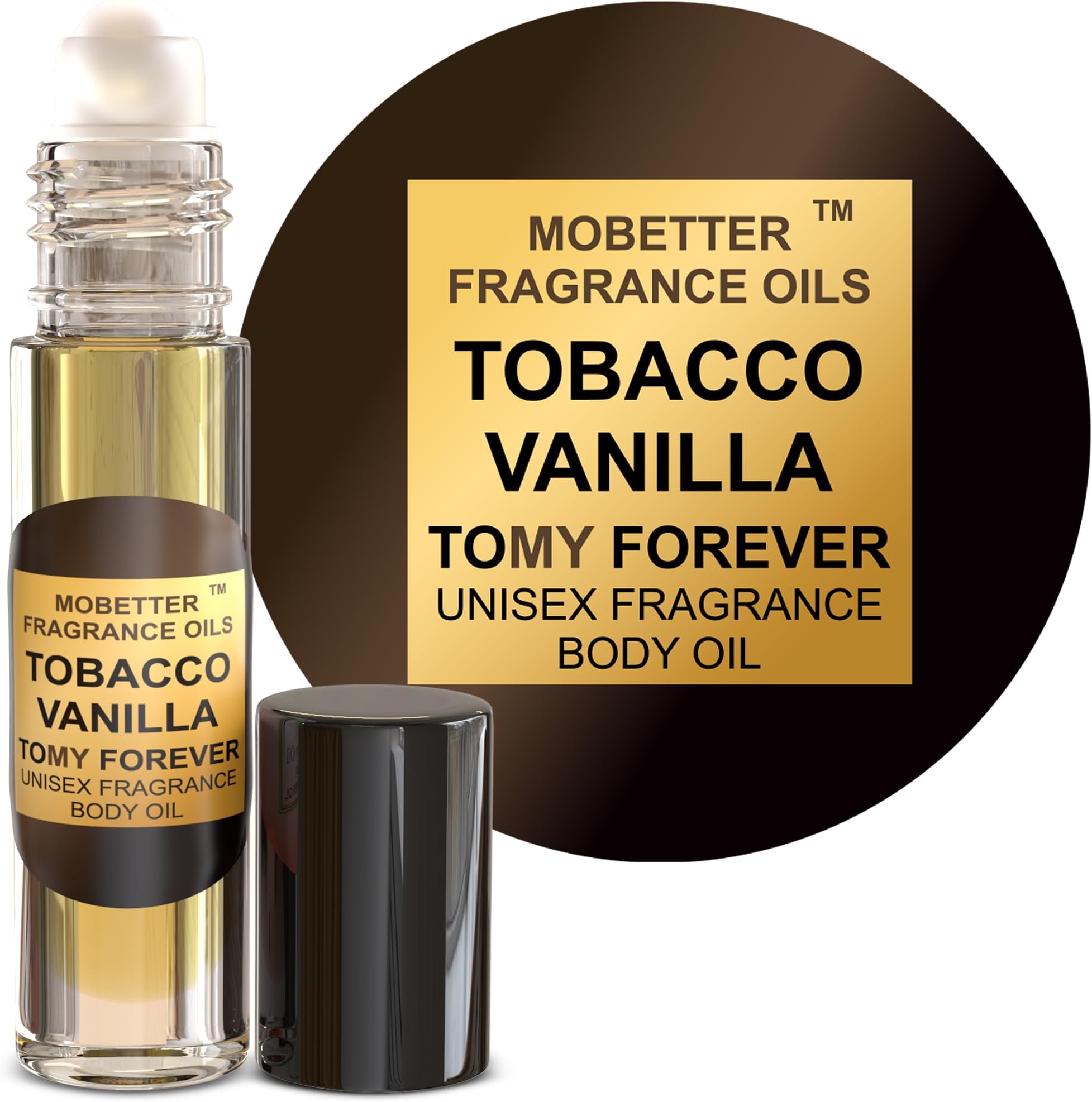Tobacco Vanilla Unisex Body Oil (10ml Roll On), for Women and Men, Strong, Long Lasting, Travel Size, Oriental Spicy Fragrance
