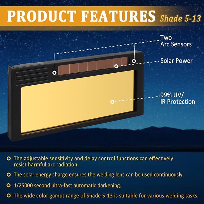 Lente para soldar auto oscurecedor Shade 5-13 ajustable miniatura 3