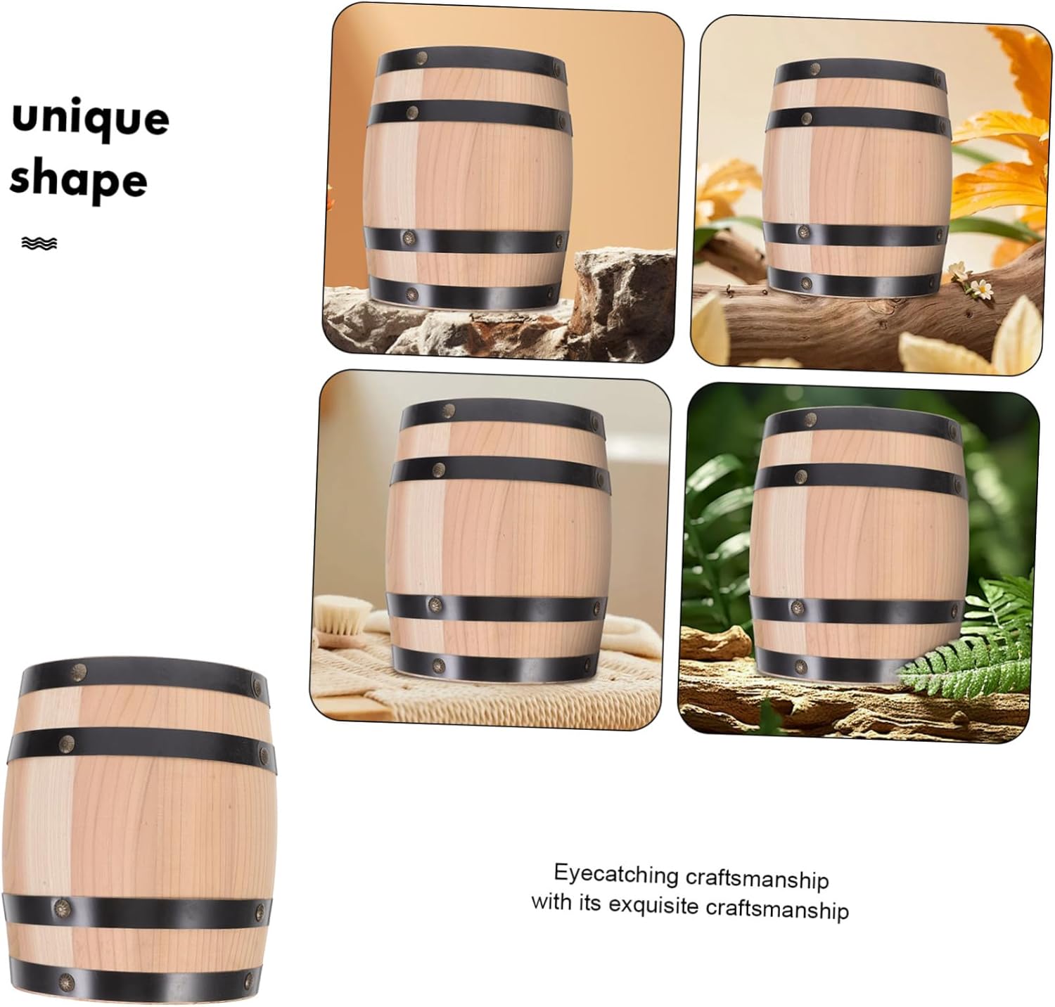 STOBAZA Wood Barrel Decoration Retro Wooden Wine Barrel for Home Bar Garden Planter Intricate Craftsmanship Unique Centerpiece for Entertaining Display
