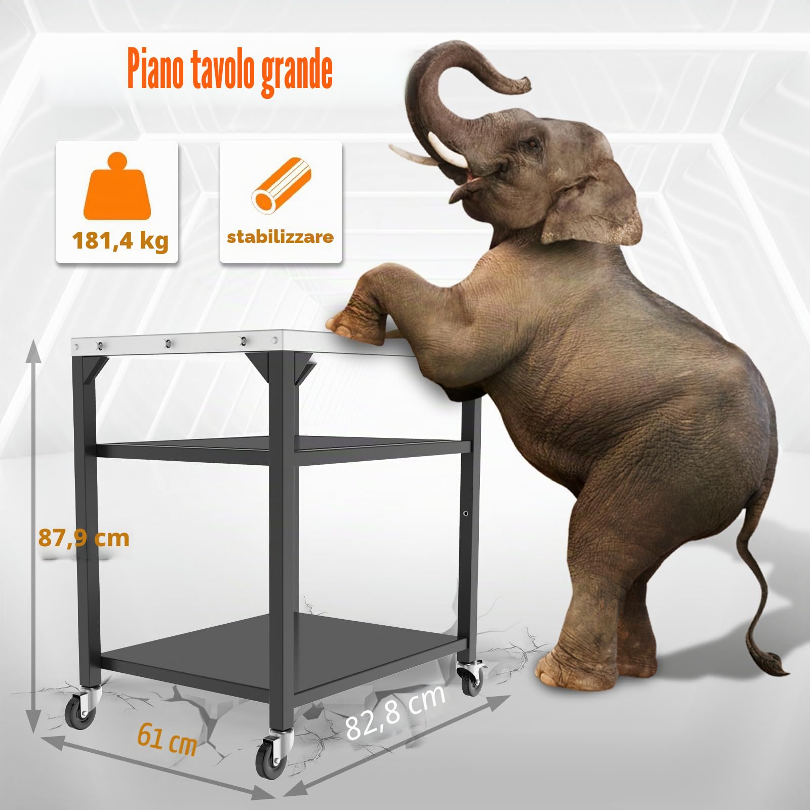 GFTIME Carrello con tavolo per forno a pizza per Ninja Woodfire, Blackstone Griddle, Weber Q, grande carrello multiuso per isola da cucina, supporto per griglia da esterno, carrello con tavolo per