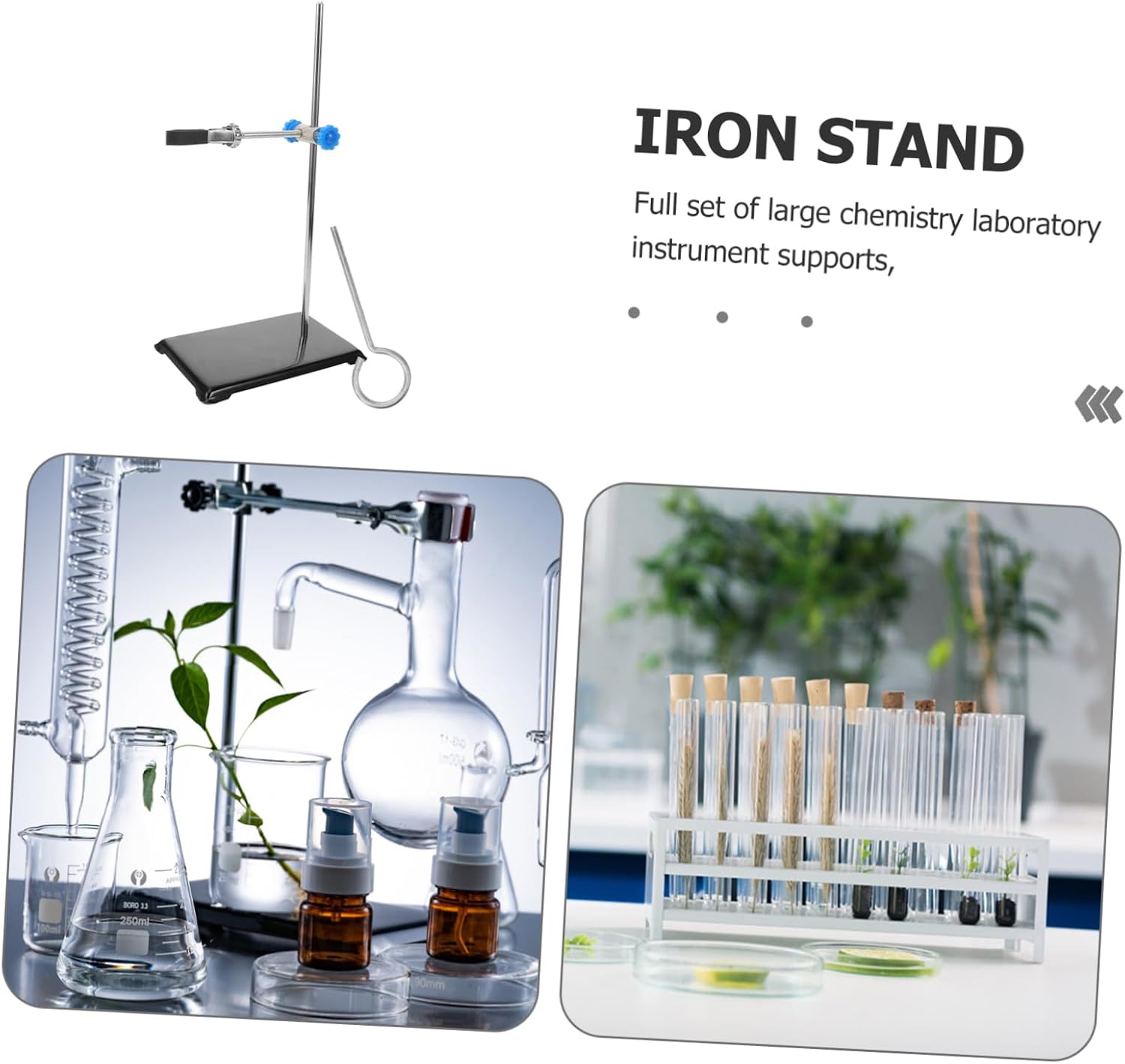CHILDWEET Laboratory Support Stand Flask Clamp and Cross Clamps Height Design for Chemistry Experiments and Lab Applications