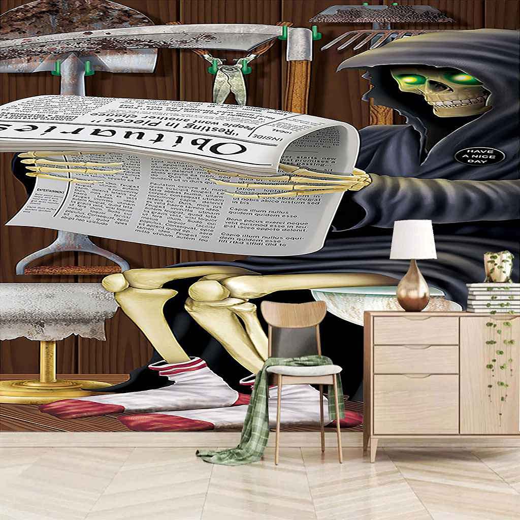 Tableaux muraux 3D faucheuse dessin animé en papier peint toile géant 200x140 cm