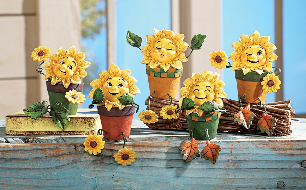 ⭐️ sunflower様　2点セット Collections Etc Collectible Sunflower Shelf Sitters - Set of 5