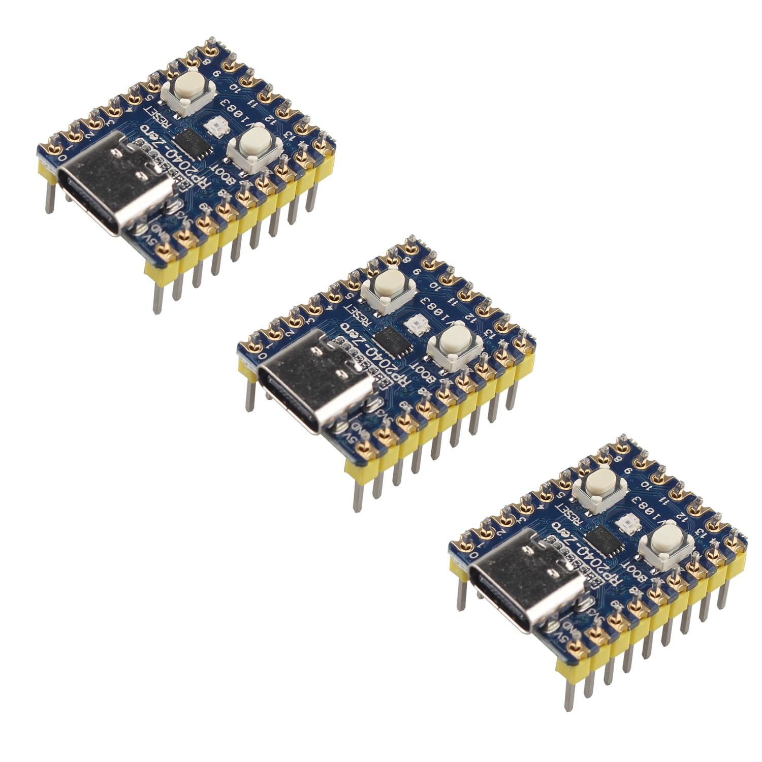 ZDE 3PCS RP2040-Zero Mini PICO Development Board Based on Microcontroller RP2040 Pico-Like MCU Board Dual-Core Arm Cortex M0+ Processor Castellated Module for SMD Applications