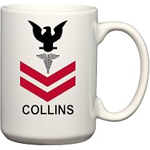 Carpe Diem Designs U.S. Navy Customizable Rank Insignia Drinkware Ceramic Coffee/Cocoa Mug and Mason Jars, Made in the U.S.A.