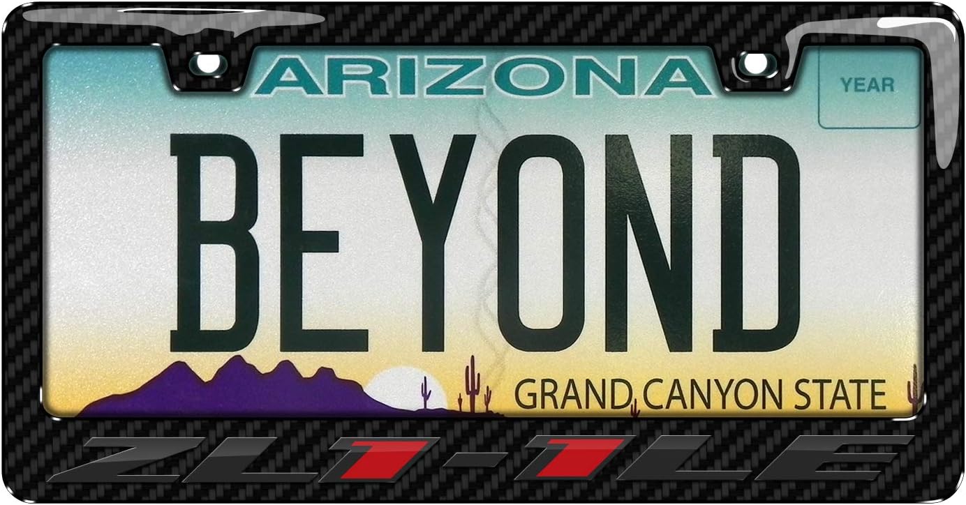 iPick Image for Chevrolet Camaro ZL1-1LE in 3D Dark Gray on Real Carbon Fiber ABS Plastic License Plate Frame is Official Licensed