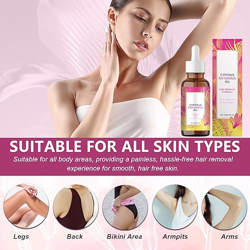 Miniatura 4 de Aceite Cyperus Robundus de 2 piezas, 2 unidades, aceite natural Cyperus Rotundus para depilación, ideal para todo tipo de piel, hidratante y