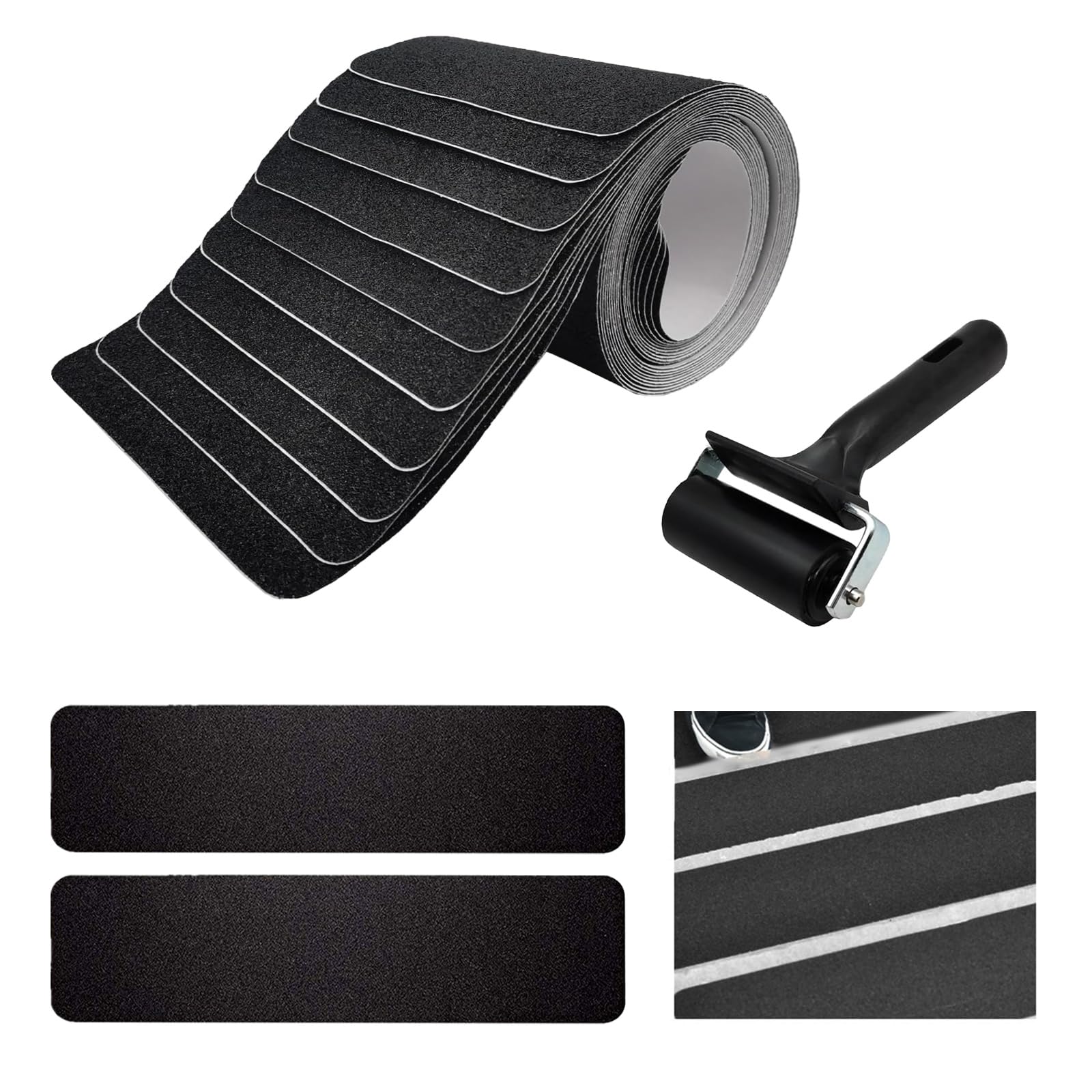 Thatyro 15 Pack Outdoor Non Slip Stair Treads, 24" x 6" Pre-cut Anti Slip Tape Strips with Roller