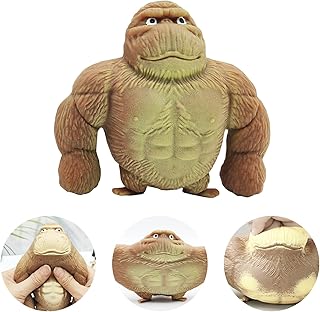 لعبة غوريلا من دجوسو، لعبة قرد مكافحة للأجهاد، قرد مطاطي قابل للتمدد من مونكي كونج، غوريلا قابلة للتمدد للبالغين والأطفال والمدرسة المنزلية (بني، 10 × 10 سم)