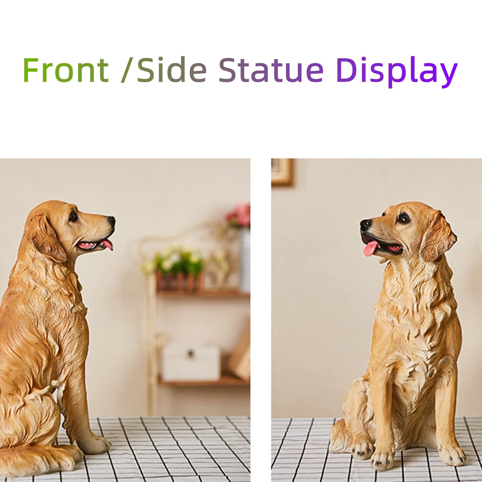 Figurka psa ozdoba ogrodowa - duża rzeźba Golden Retriever na patio, balkon, dekoracja trawnika
