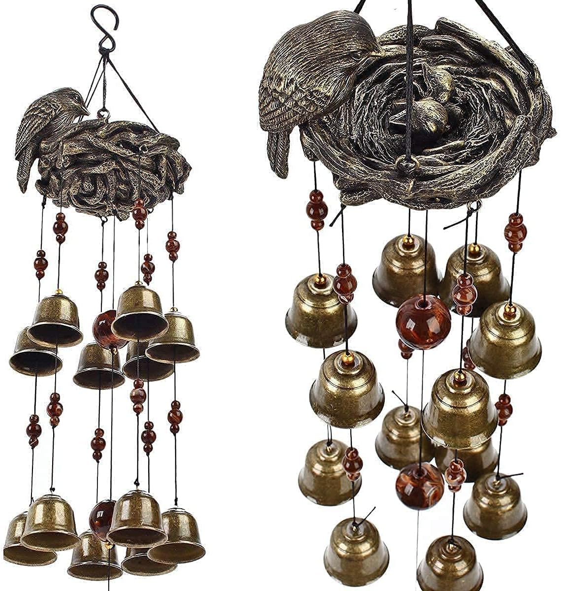 Bird Nest Wind Chime + Cardinal Bird Wind Chime Garden Backyard Church Hanging Decor