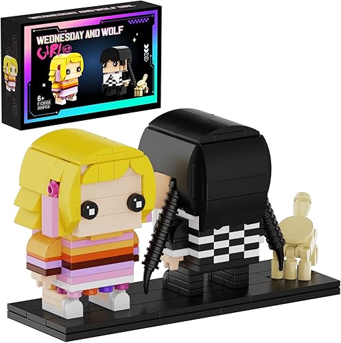 Wednesday and Enid Wolf Girl - Juegos de construcción de figuras con pequeñas cosas, juguetes de televisión famosos, regalos de cumpleaños para