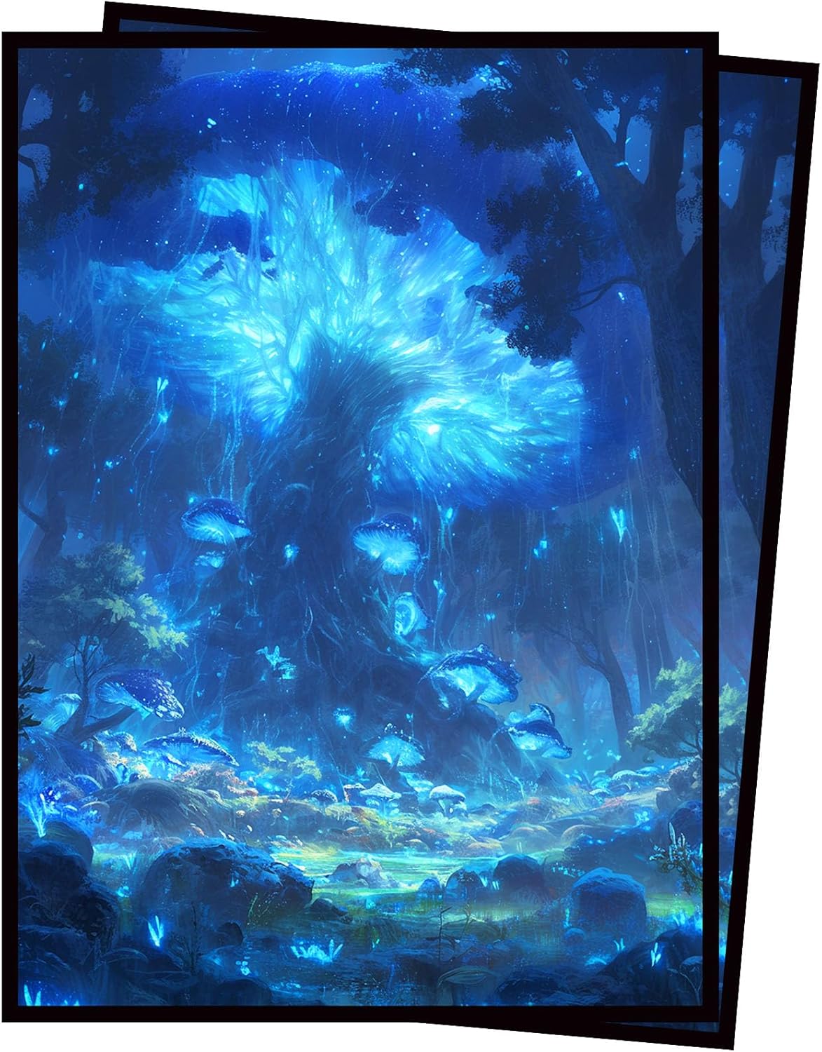 Card Sleeves for (MTG) - 100 Full Art Panoramic Lands,MTG lorwyn Premium Matte, 5 Color Landscape Art (Black)