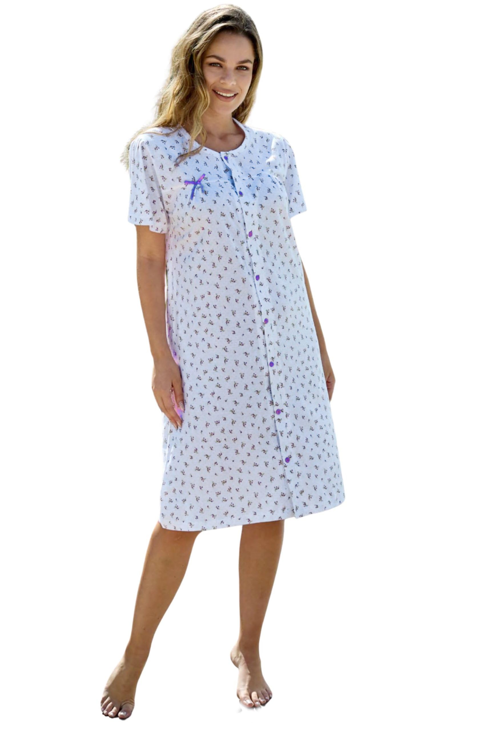 Camicia da notte donna Manica corta Tutta aperta con bottoni