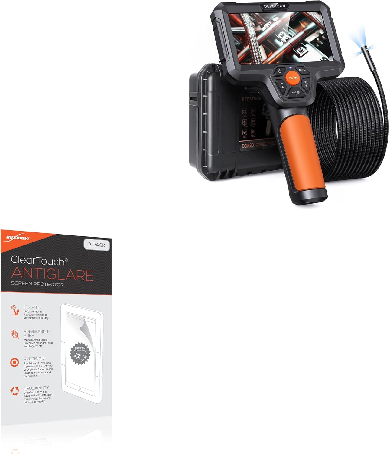 BoxWave Screen Protector Compatible with Depstech IPS Screen Borescope (5 in) - ClearTouch Anti-Glare (2-Pack), Anti-Fingerprint Matte Film Skin