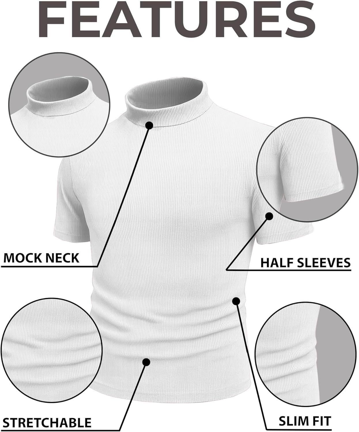 URBAN BUCK Turtleneck Men Long Sleeve Knitted Shirt - Ultra Soft Cotton Slim Fit Ribbed Turtle Neck Sweater for Men - Image 4