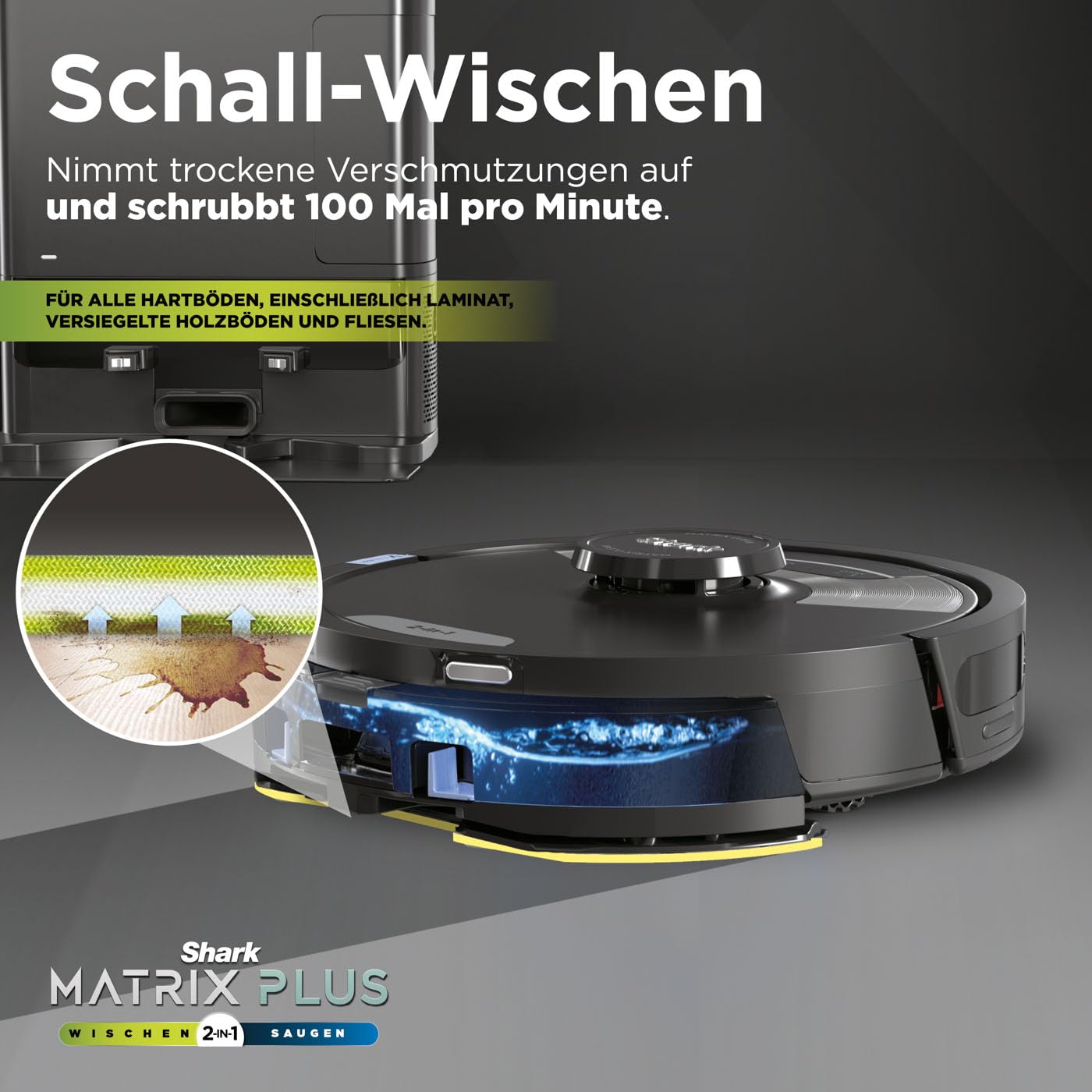 Shark Matrix Plus 2-in-1 selbstentleerter Wisch- & Saugroboter mit LiDAR Home Mapping & Kantenreinigung, für Teppiche, Hartböden & Tierhaare, Anti-Allergen, selbstaufladend, WiFi/App, Schwarz