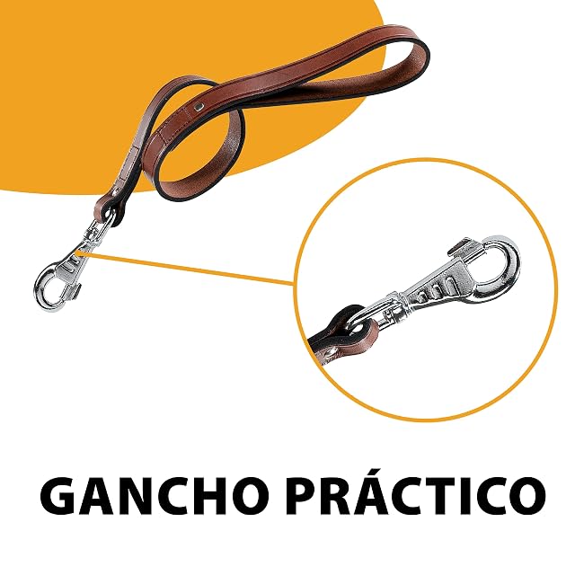 Foto 4 de 7 de Ferplast 75145958 Correa Corta para Perros VIP Gm20/60, Robusto Cuero de Toro, 20 Mm x L 60 Cm Marrón
