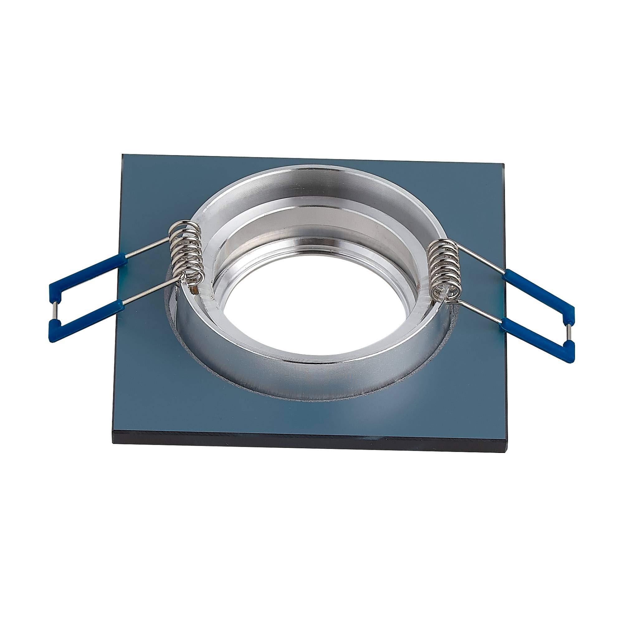 12x LED Einbaustrahler Set Glas eckig - schwarz 5 Watt neutralweiß 230V - Einbau-Spot dimmbar schwenkbar flach als Deckenleuchte Decken-Strahler - Einbauleuchte 75-80mm Bohrloch