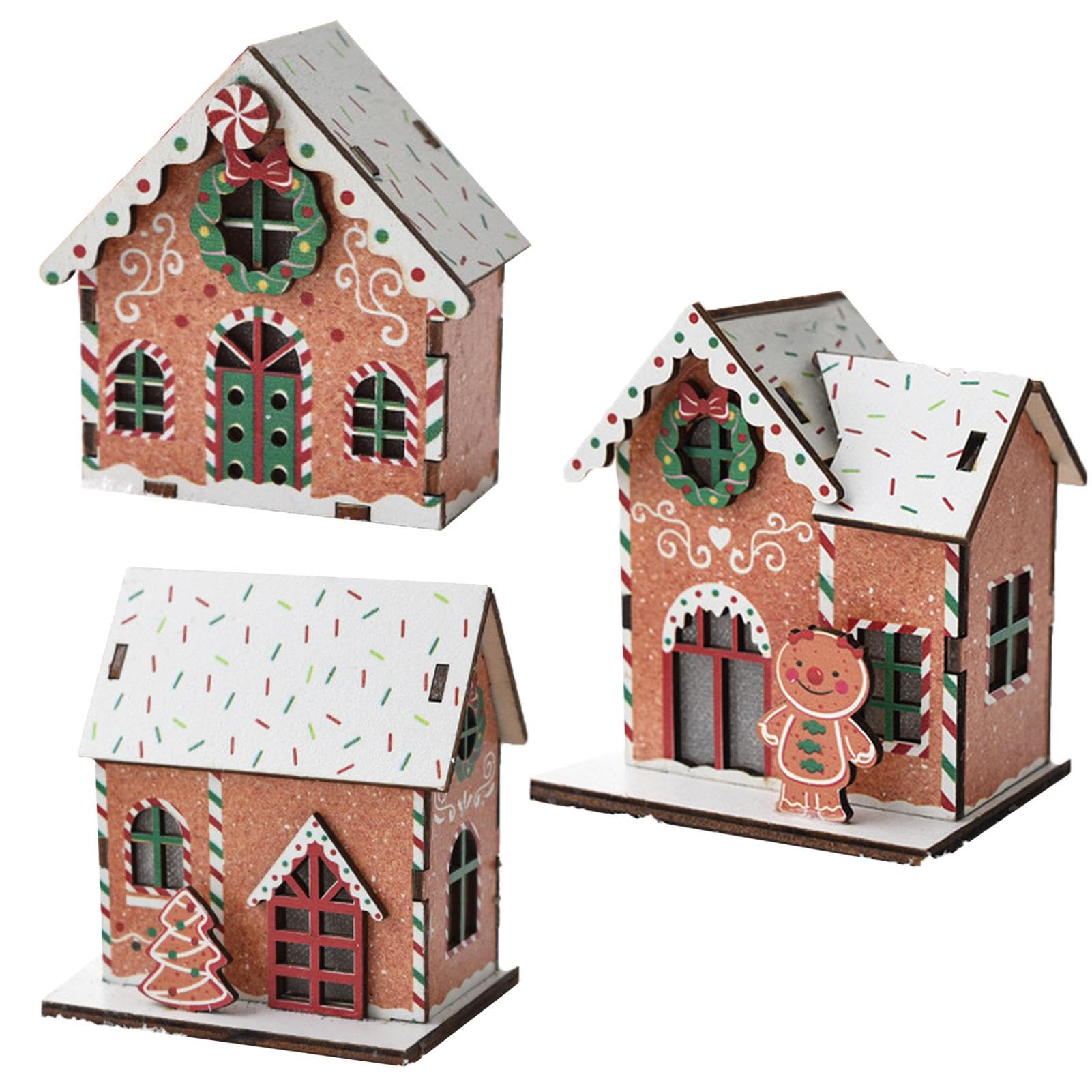 Gingerbread House Ornaments,Decorative Christmas Tree Decor Gingerbread House Ornaments Set | Gingerbread House Christmas Decor With Rope for Window, Trees