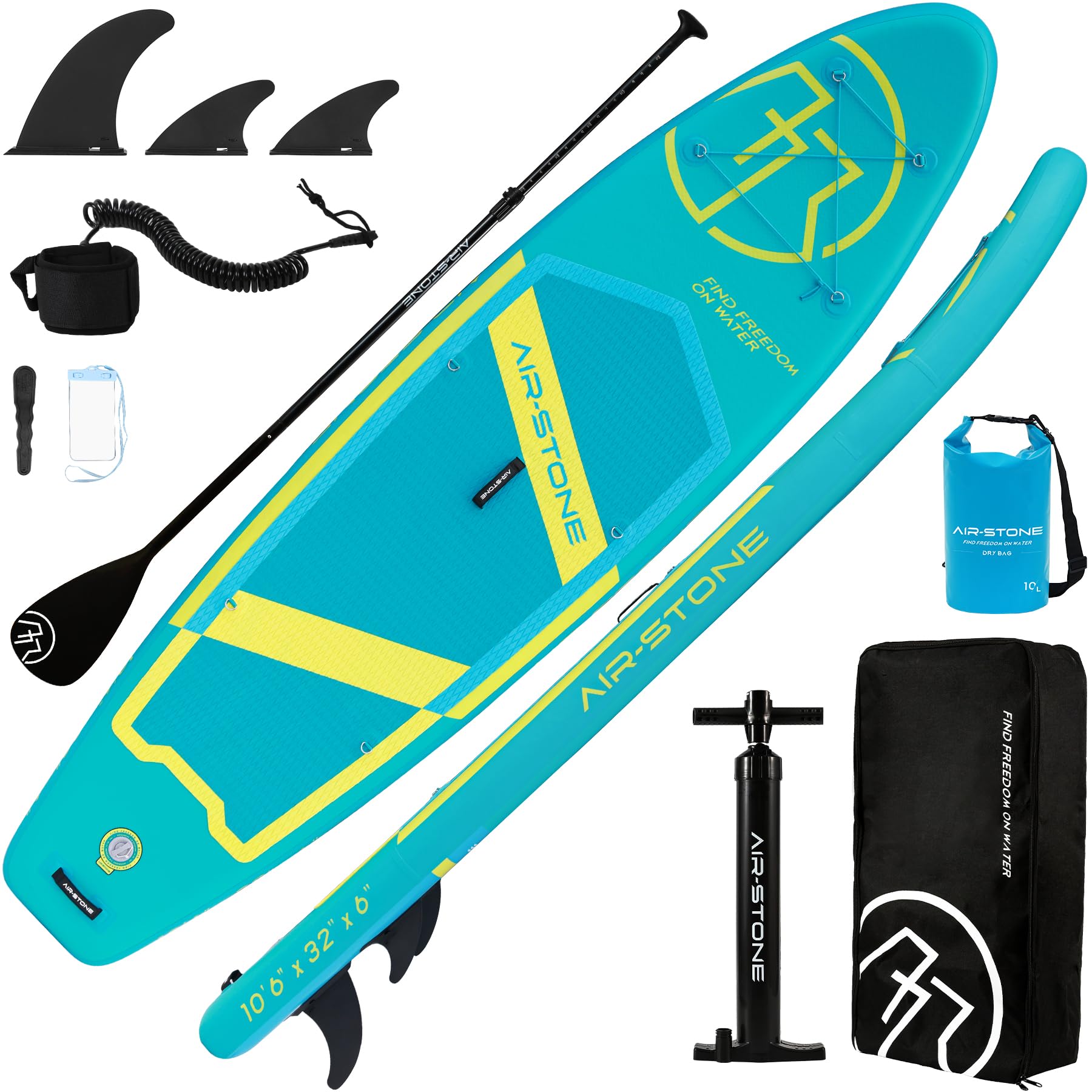 Photo 1 of AIR-STONE Inflatable Paddle Board - 10'6" SUP for Adults, Ultra-Stable & Lightweight, All-Around Design for Surfing, Fishing, Yoga, Includes Full Accessories Set -Sea Wave Blue