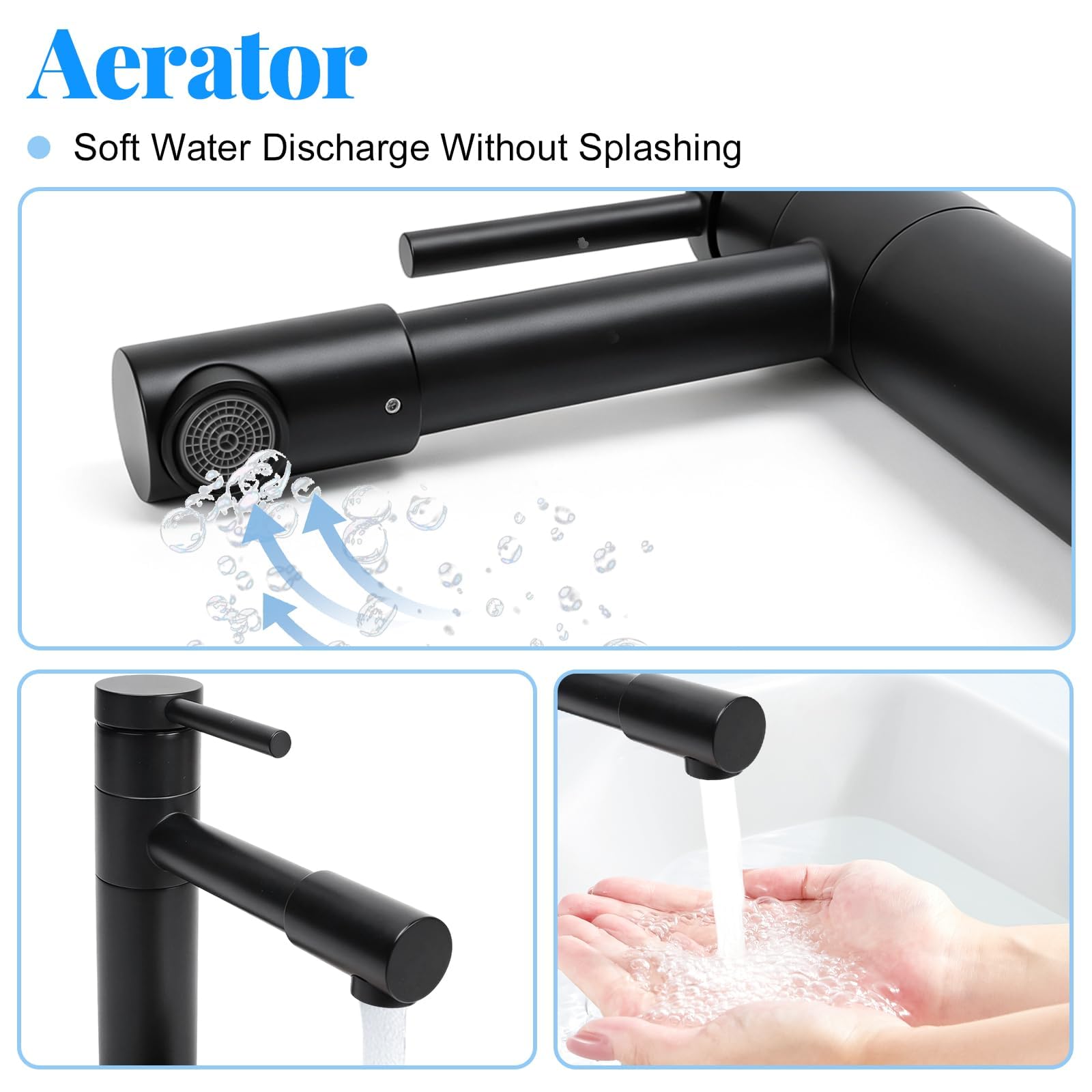 Robinet Lavabo pour Vasque a Poser Mitigeur Pivotant à 360° Noir