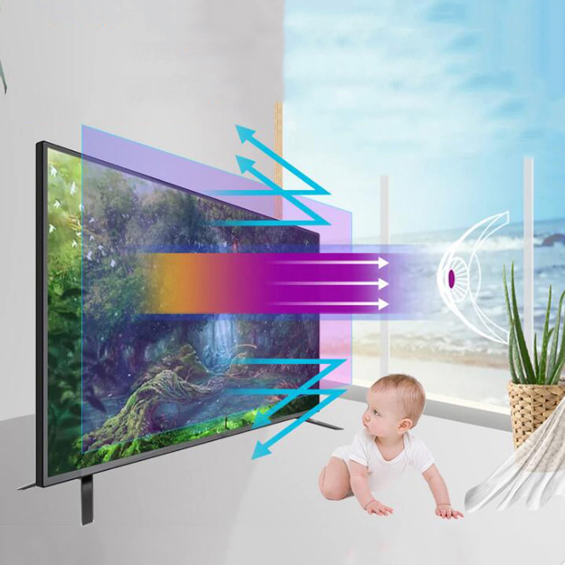 Osłona ekranu telewizora dla 32-75 cali Matowy filtr ekranu Anti Glare Screen Screen Anti-Blue Light Protector Film Ochrona oczu Akcesoria TV 40"/W875×H483mm