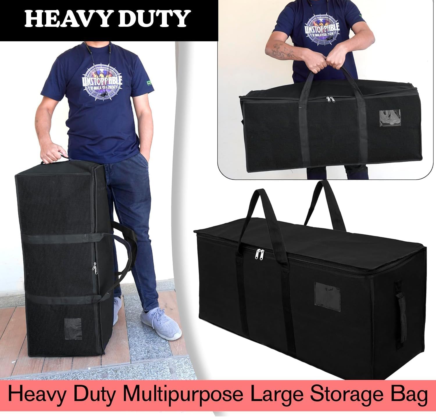 Storite 2 Pack Jumbo Super-Size 81 L Canvas Heavy Duty Storage Bag