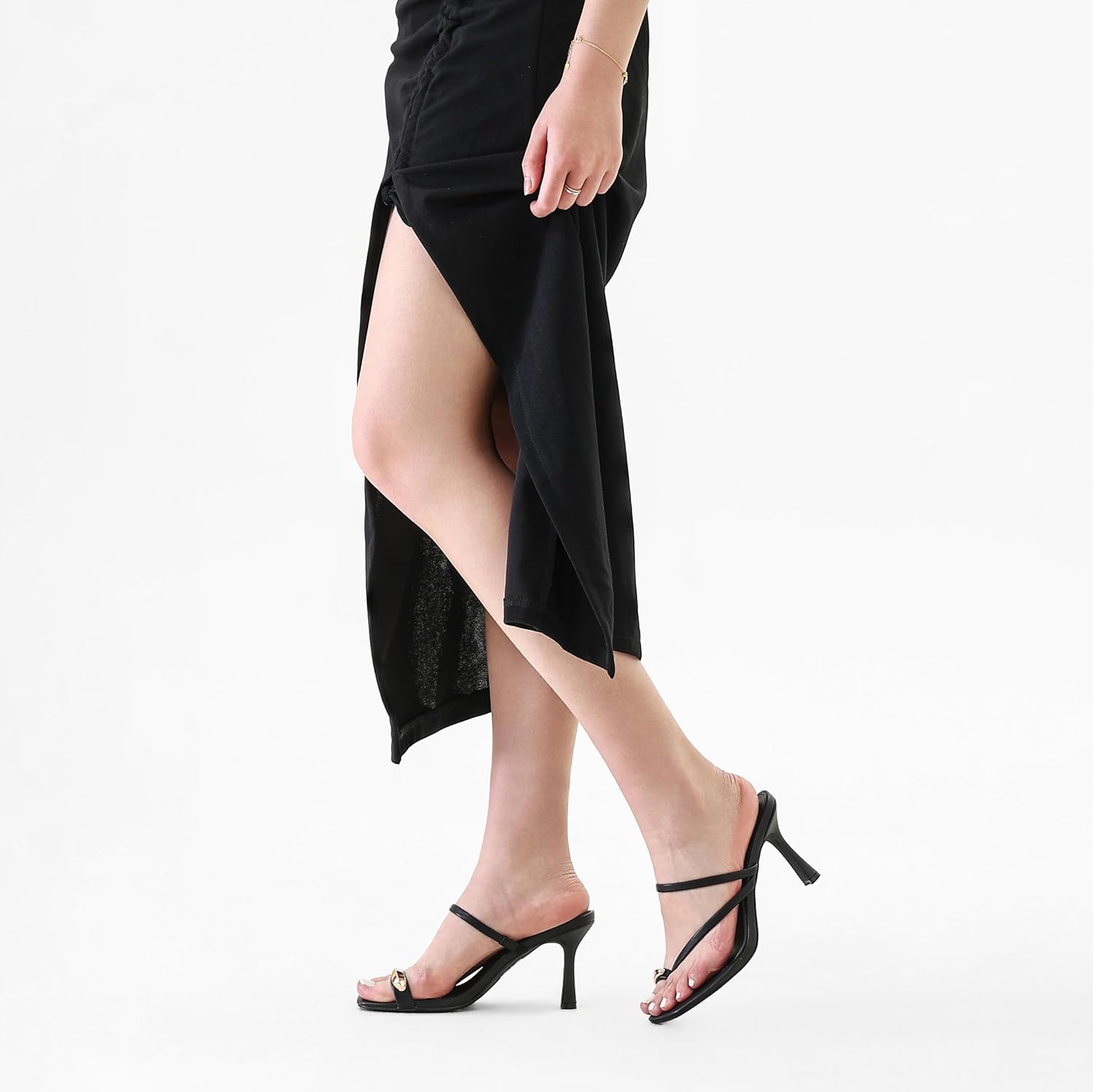 Shoe'N Tale Women's Thong Strappy Stiletto Heels - Open Square Toe Slip On Mule Dress Sandals for Weddings, Office & Summer - Image 7