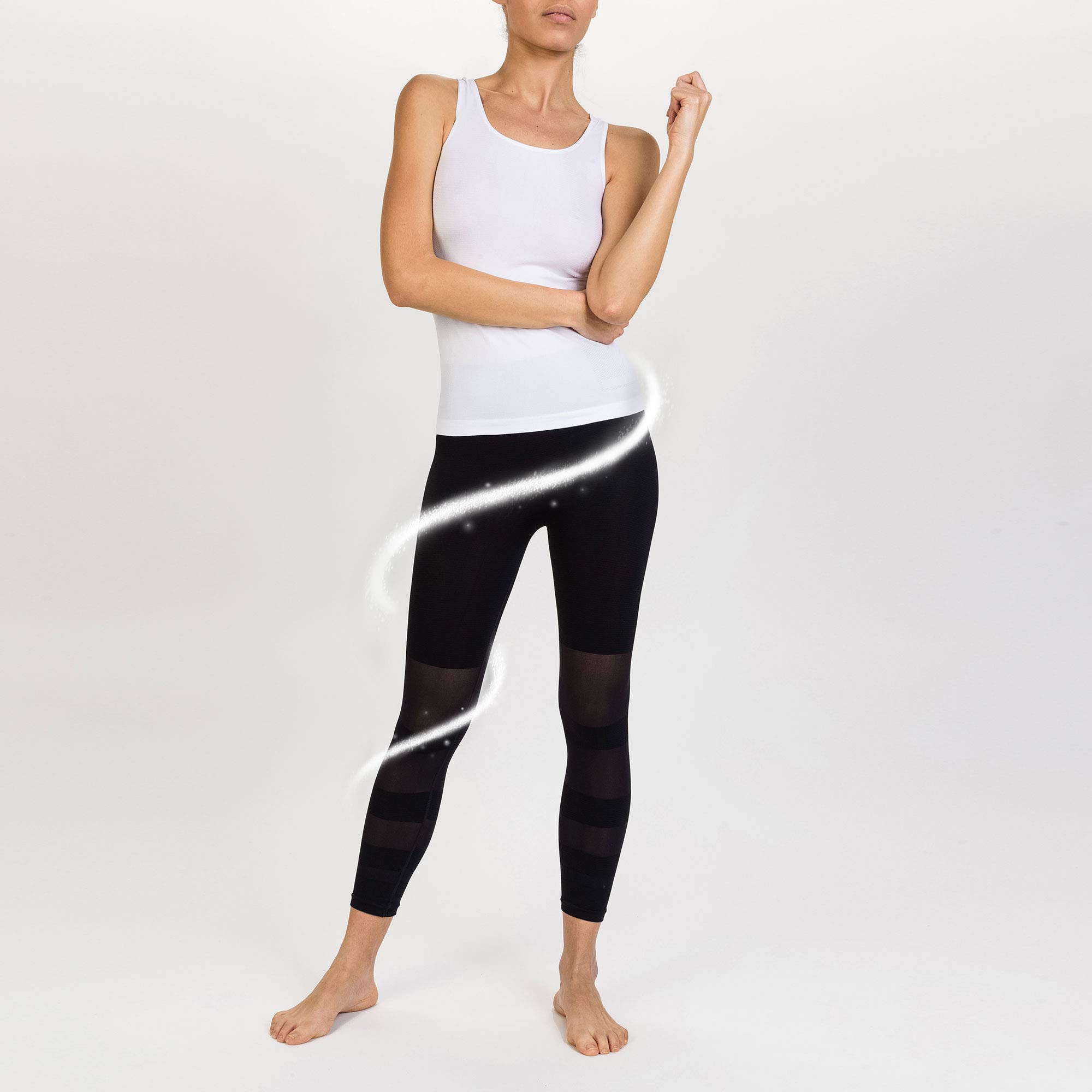 Boostershape Women's Slimming Leggings and Tank Top, womens, L043, black/white, FR : Taille Unique (Taille Fabricant : S/M)